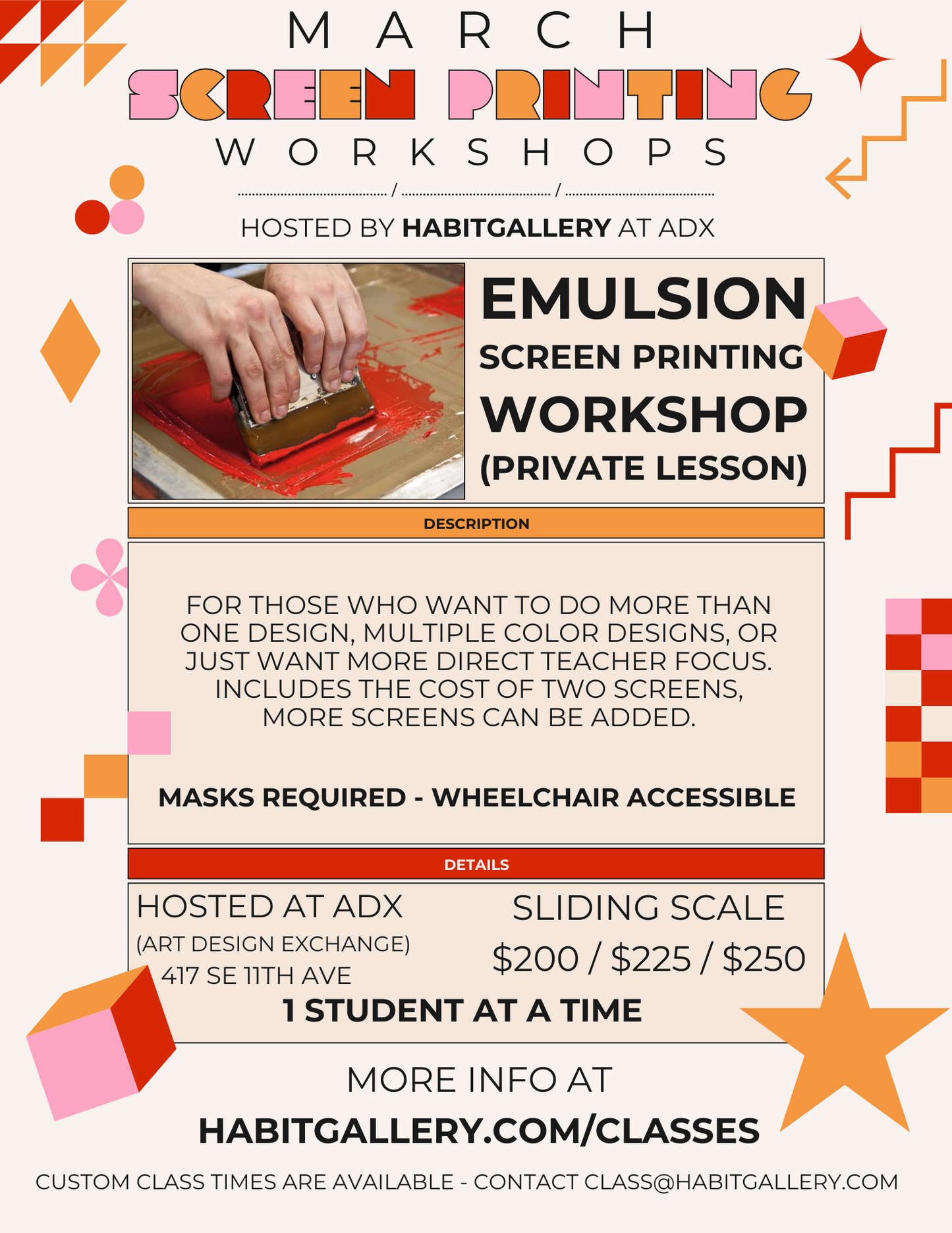 Emulsion Screen Printing Workshop (Private Lesson)